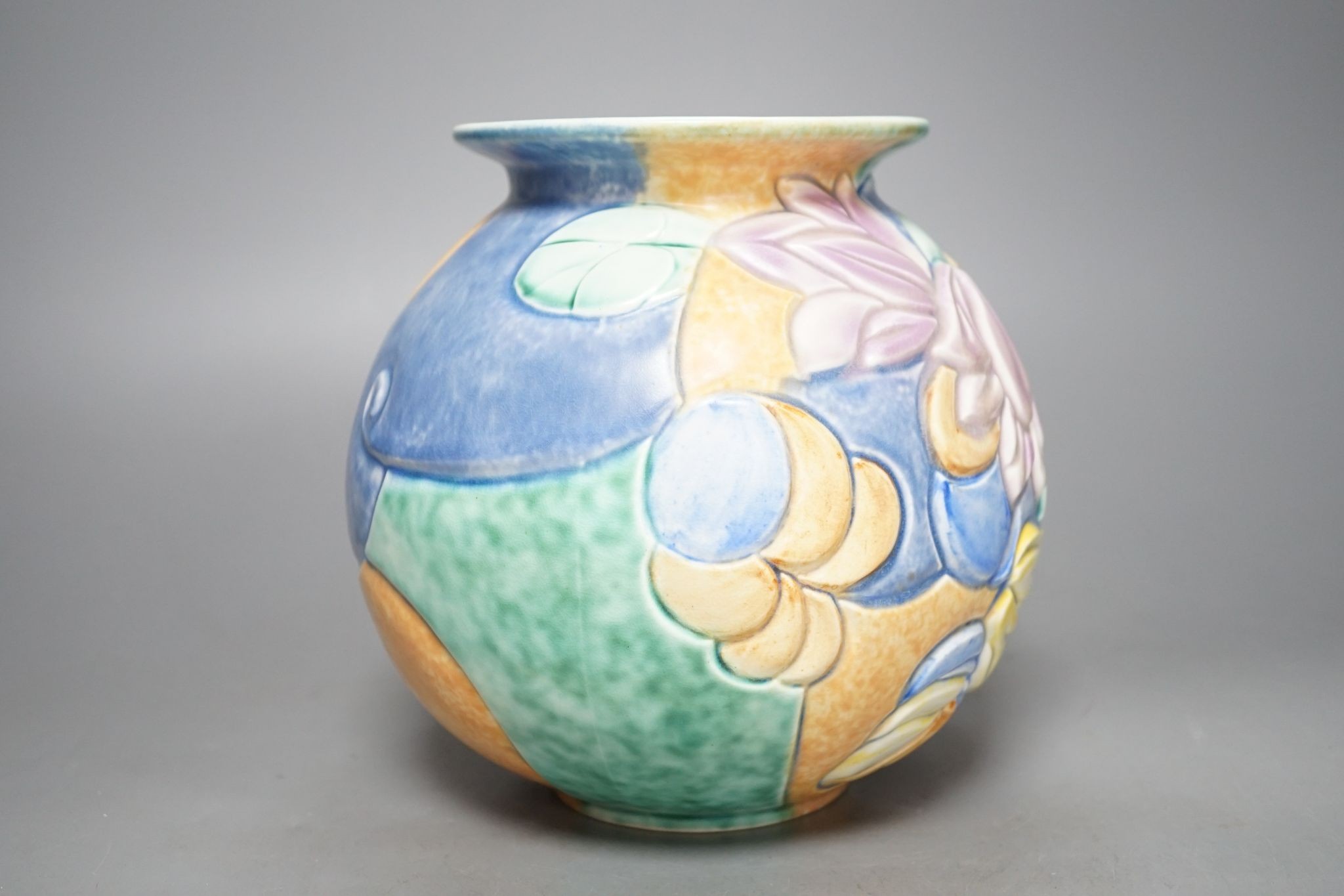 An Art Deco Beswick ware vase, 18.5 cms high.